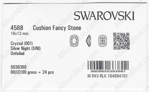 SWAROVSKI 4568 18X13MM CRYSTAL SILVNIGHT factory pack