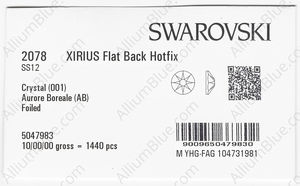 SWAROVSKI 2078 SS 12 CRYSTAL AB A HF factory pack