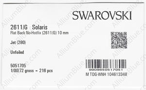 SWAROVSKI 2611/G 10MM JET factory pack