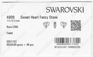 SWAROVSKI 4809 17X15.5MM ROSE F factory pack