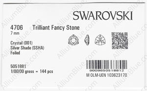 SWAROVSKI 4706 7MM CRYSTAL SILVSHADE F factory pack
