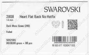 SWAROVSKI 2808 14MM DARK MOSS GREEN F factory pack