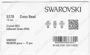 SWAROVSKI 5378 14MM CRYSTAL IRIDESGR factory pack