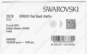 SWAROVSKI 2078 SS 20 CRYSTAL GOL.SHADOW A HF factory pack