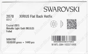SWAROVSKI 2078 SS 12 CRYSTAL METLGTGOLD A HF factory pack