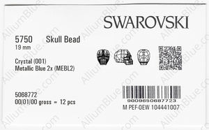 SWAROVSKI 5750 19MM CRYSTAL MET.BLUE2X factory pack