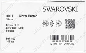 SWAROVSKI 3011 10MM CRYSTAL SILVNIGHT factory pack
