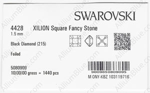 SWAROVSKI 4428 1.5MM BLACK DIAMOND F factory pack