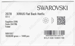 SWAROVSKI 2078 SS 12 SAPPHIRE SATIN A HF factory pack