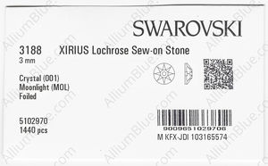 SWAROVSKI 3188 3MM CRYSTAL MOONLIGHT F factory pack