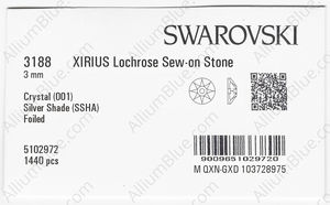 SWAROVSKI 3188 3MM CRYSTAL SILVSHADE F factory pack