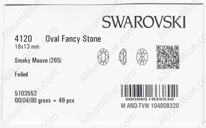 SWAROVSKI 4120 18X13MM SMOKY MAUVE F factory pack