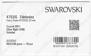SWAROVSKI 4753/G 23MM CRYSTAL SILVNIGHT factory pack