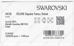 SWAROVSKI 4428 4MM CRYSTAL METSUNSH F factory pack