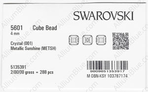 SWAROVSKI 5601 4MM CRYSTAL METSUNSHB factory pack
