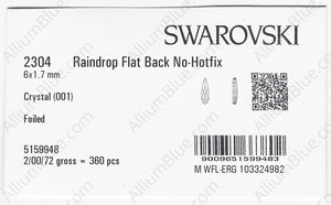 SWAROVSKI 2304 6X1.7MM CRYSTAL F factory pack