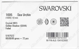 SWAROVSKI 1695 10MM CRYSTAL GOL.SHADOW F factory pack