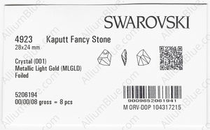 SWAROVSKI 4923 28X24MM CRYSTAL METLGTGOLD F factory pack