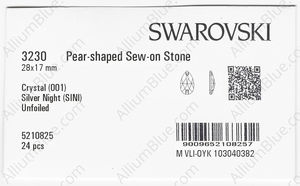 SWAROVSKI 3230 28X17MM CRYSTAL SILVNIGHT factory pack