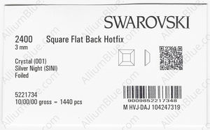 SWAROVSKI 2400 3MM CRYSTAL SILVNIGHT M HF factory pack