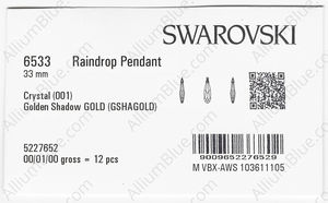 SWAROVSKI 6533 33MM CRYSTAL GOL.SHADOW GOLD factory pack