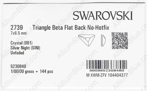 SWAROVSKI 2739 7X6.5MM CRYSTAL SILVNIGHT factory pack
