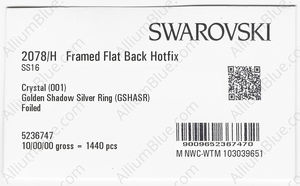 SWAROVSKI 2078/H SS 16 CRYSTAL GOL.SHADOW A HF SR factory pack