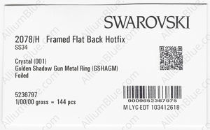 SWAROVSKI 2078/H SS 34 CRYSTAL GOL.SHADOW A HF GM factory pack