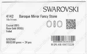 SWAROVSKI 4142 18X14MM CRYSTAL ROSE GOLD F factory pack