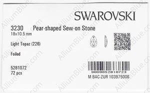 SWAROVSKI 3230 18X10.5MM LIGHT TOPAZ F factory pack