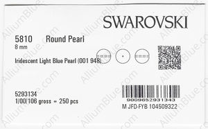 SWAROVSKI 5810 8MM CRYSTAL IRIDESC. LT BLUE PRL factory pack