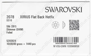 SWAROVSKI 2078 SS 16 SILK SHIMMER A HF factory pack