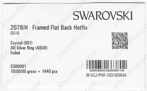 SWAROVSKI 2078/H SS 16 CRYSTAL AB A HF SR factory pack