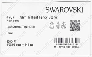 SWAROVSKI 4707 7.8X4.9MM LIGHT COLORADO TOPAZ F factory pack