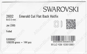 SWAROVSKI 2602 8X5.5MM JET M HF factory pack