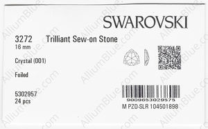 SWAROVSKI 3272 16MM CRYSTAL F factory pack