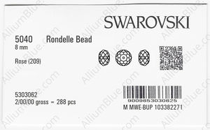 SWAROVSKI 5040 8MM ROSE factory pack