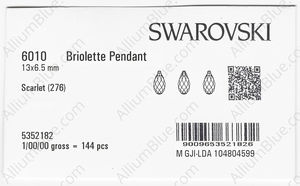 SWAROVSKI 6010 13X6.5MM SCARLET factory pack