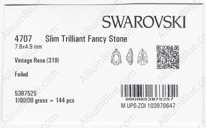 SWAROVSKI 4707 7.8X4.9MM VINTAGE ROSE F factory pack
