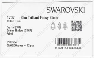 SWAROVSKI 4707 13.6X8.6MM CRYSTAL GOL.SHADOW F factory pack