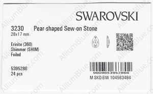 SWAROVSKI 3230 28X17MM ERINITE SHIMMER F factory pack