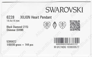 SWAROVSKI 6228 14.4X14MM BLACK DIAMOND SHIMMER factory pack
