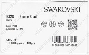 SWAROVSKI 5328 3MM SIAM SHIMMER factory pack