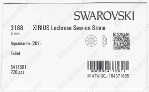 SWAROVSKI 3188 5MM AQUAMARINE F factory pack