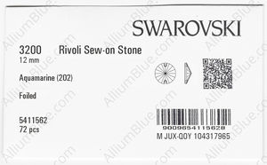 SWAROVSKI 3200 12MM AQUAMARINE F factory pack