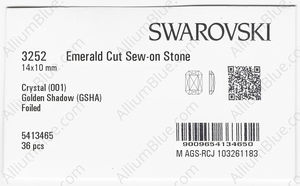SWAROVSKI 3252 14X10MM CRYSTAL GOL.SHADOW F factory pack