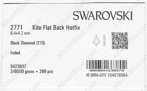SWAROVSKI 2771 6.4X4.2MM BLACK DIAMOND M HF factory pack