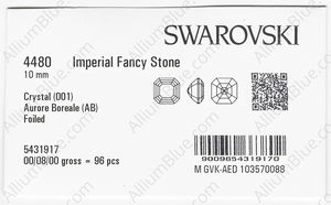 SWAROVSKI 4480 10MM CRYSTAL AB F factory pack