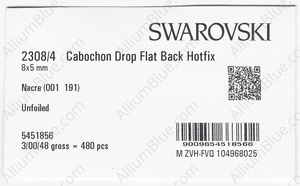 SWAROVSKI 2308/4 8X5MM CRYSTAL NACRE W_PRHF factory pack