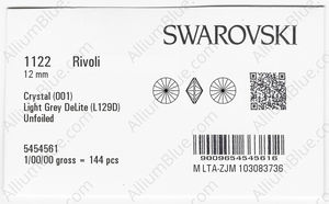 SWAROVSKI 1122 12MM CRYSTAL LTGREY_D factory pack